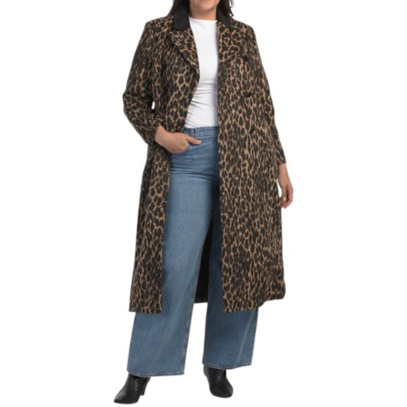 AVEC LES FILLES Leopard Plus Tuxedo Maxi Coat